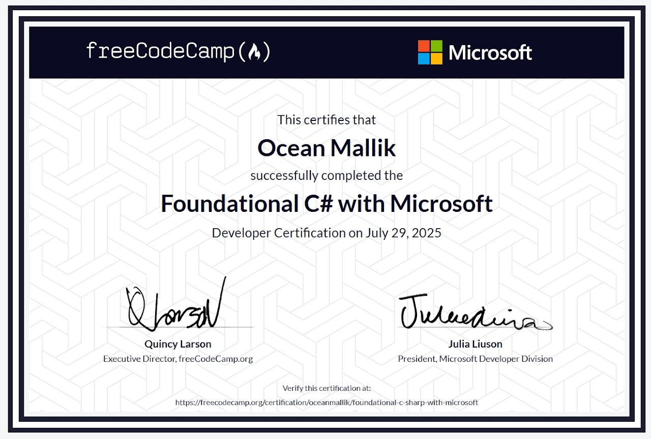 Foundational C# Certificate